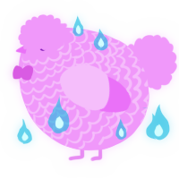 A lavender chicken with a lace pattern