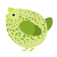 A lemon and chartreuse chicken with a speckle pattern