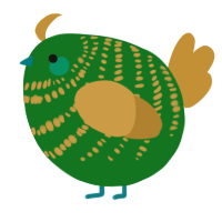 A leaf and gold chicken with a bar pattern
