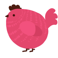 A fuchsia chicken with a bar pattern