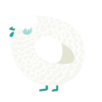 A white chicken with a lace pattern