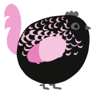 A black and pink chicken with a half-lace pattern