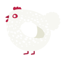 A white chicken with a speckle pattern