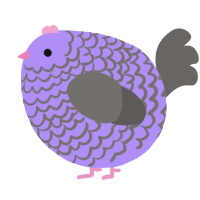 A lilac and grey chicken with a lace pattern