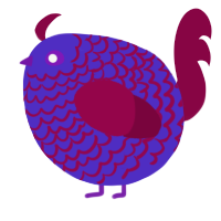 A indigo and maroon chicken with a lace pattern