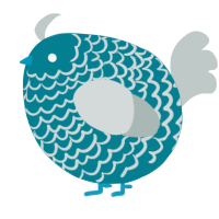 A sea and silver chicken with a lace pattern