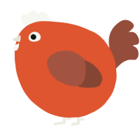 A vermilion and russet chicken