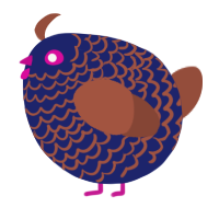A navy and russet chicken with a lace pattern