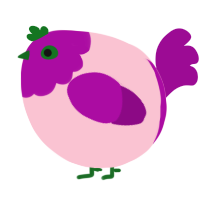 A rose and plum chicken with a head pattern