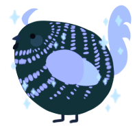 A rose and leaf chicken with a bar pattern