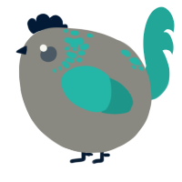 A ash and turquoise chicken with a neck-speckle pattern