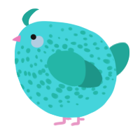 A aqua and turquoise chicken with a speckle pattern