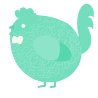 A mint chicken with a double-lace pattern