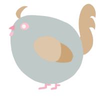 A silver and beige chicken