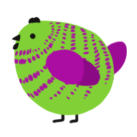 A grass and plum chicken with a bar pattern