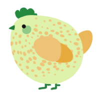 A apple and honey chicken with a speckle pattern