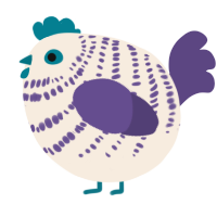A cream and overcast chicken with a bar pattern