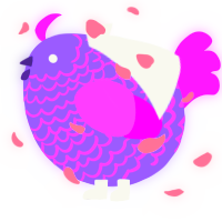 A lilac and orchid chicken with a lace pattern