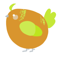 A orange and lime chicken with a neck-band pattern