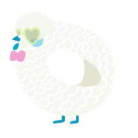 A white chicken with a lace pattern