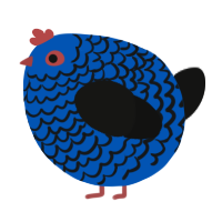 A ultramarine and black chicken with a lace pattern