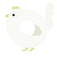 A white chicken with a lace pattern