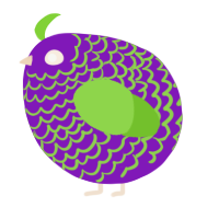 A violet and grass chicken with a lace pattern