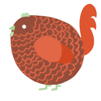 A russet and vermilion chicken with a lace pattern