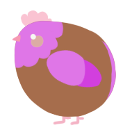 A brown and orchid chicken with a head pattern