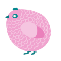 A pink chicken with a lace pattern