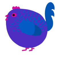 A indigo and ultramarine chicken with a half-lace pattern