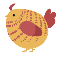 A honey and red chicken with a bar pattern
