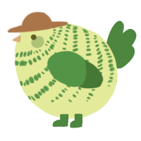A lemon and viridian chicken with a bar pattern