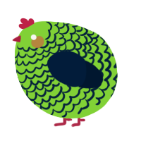 A grass and tumblr chicken with a lace pattern