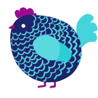 A navy and aqua chicken with a lace pattern