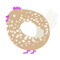 A beige and white chicken with a speckle pattern