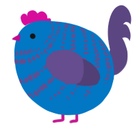 A sapphire and overcast chicken with a bar pattern