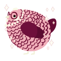 A pink and wine chicken with a lace pattern