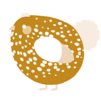 A ochre and cream chicken with a speckle pattern