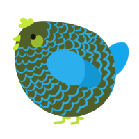 A olive and sky chicken with a lace pattern