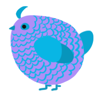 A lilac and cerulean chicken with a lace pattern