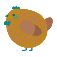 A ochre and brown chicken with a lace pattern