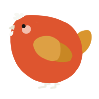 A vermilion and orange chicken