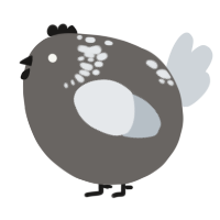 A grey and mist chicken with a neck-speckle pattern