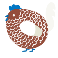 A russet and white chicken with a lace pattern