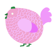 A pink and lavender chicken with a lace pattern