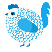 A white and sky chicken with a lace pattern