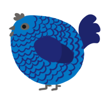 A sapphire and navy chicken with a lace pattern