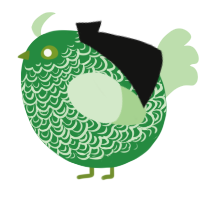 A viridian and gluppy chicken with a double-lace pattern