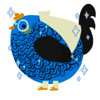 A sapphire and black chicken with a double-lace pattern